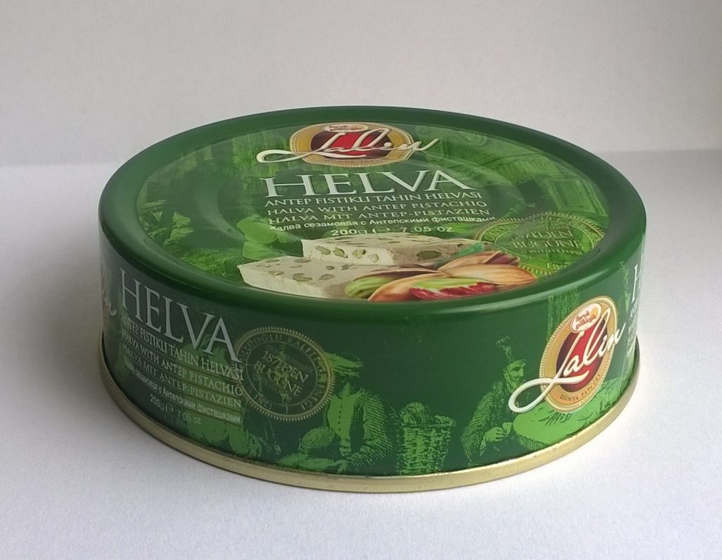 Can of Lalin Halva with Antep Pistachio by Gulluoglu