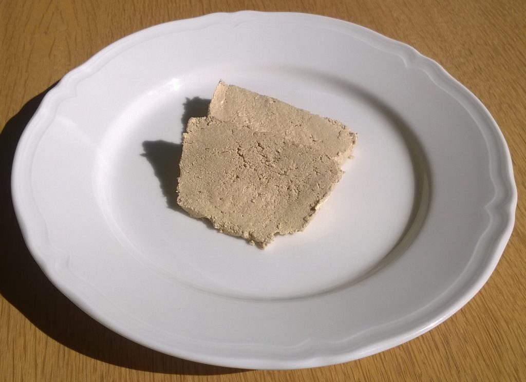 Two slices of Tahini Halva with Date Extract by Oghab Halva