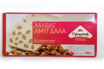 Packaging of Olympos Halva with Almonds