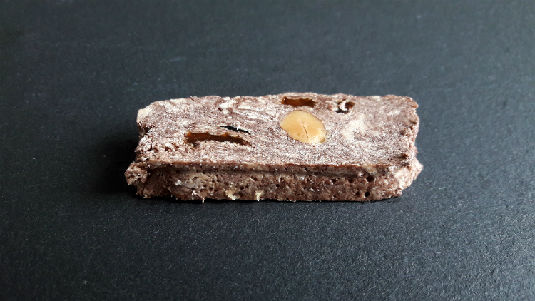 Slice of Olympos Royal Halva with Cocoa, Almonds & Raisins by Papayianni Bros