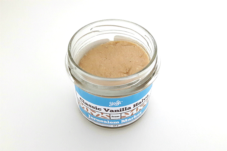 Opened jar of Classic Vanilla Halva by Yoffi
