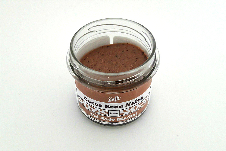 Opened jar of Cocoa Bean Halva by Yoffi
